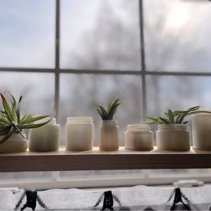 Assorted milk glass jars